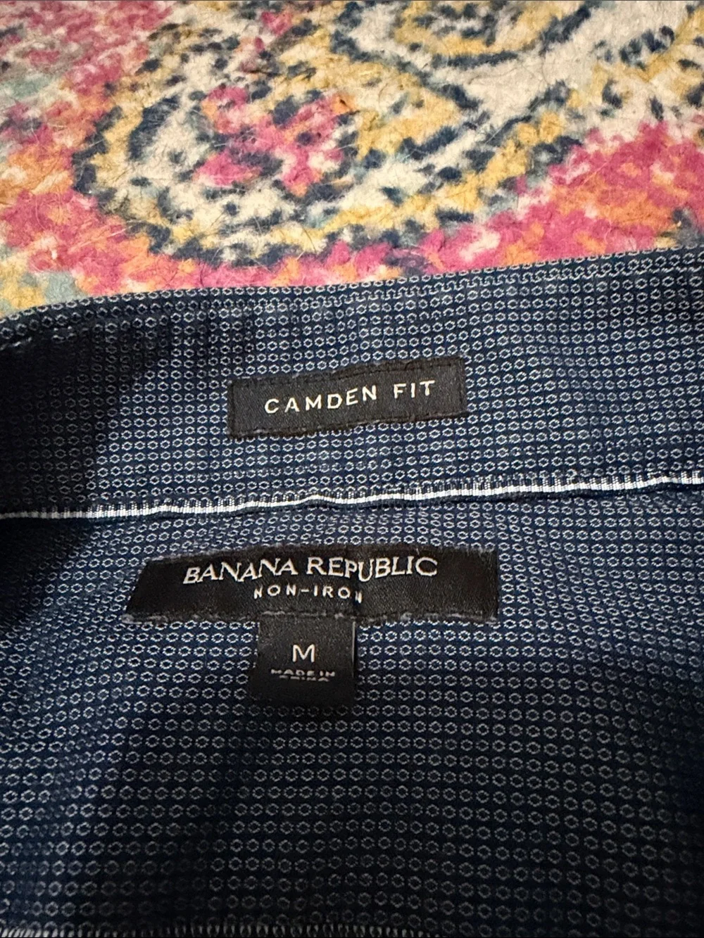 Banana Republic Navy Micro-Check Dress Shirt